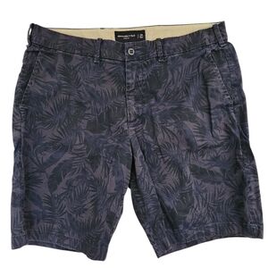 Abercrombie & Fitch Shorts‎ Mens Stretch 9" Blue Leafy Print Summer Size 34